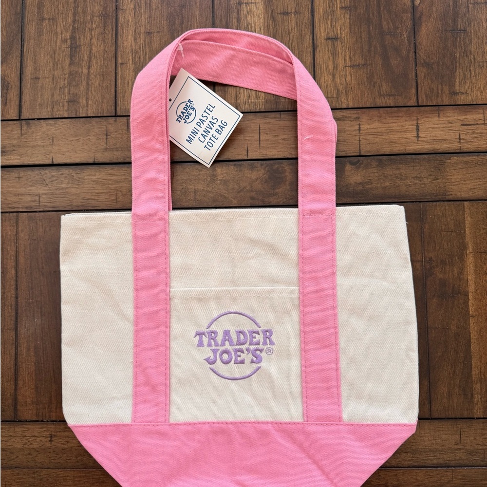 Trader Joe's Pink and Cream Tote Bag